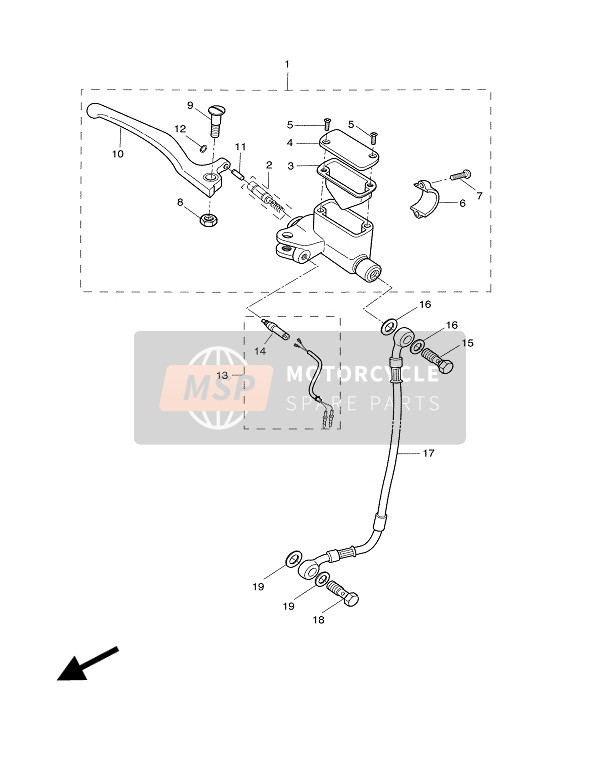 5EUF58720100, Hose Brake, Yamaha, 1